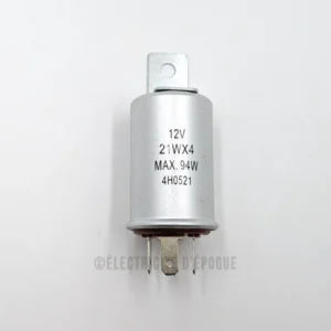 Centrale clignotante 12V. 2 répétiteurs de 5W. 4 clignotants de 21W. 94W max sans témoin