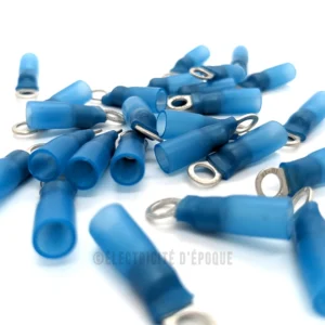 Cosse isolée thermorétractable à oeil bleu 4mm