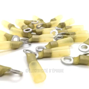 Cosse isolée thermorétractable à oeil jaune 5mm