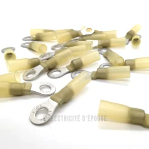 Cosse isolée thermorétractable à oeil jaune 6mm