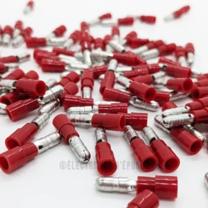 Cosse isolée rouge ronde mâle 4mm