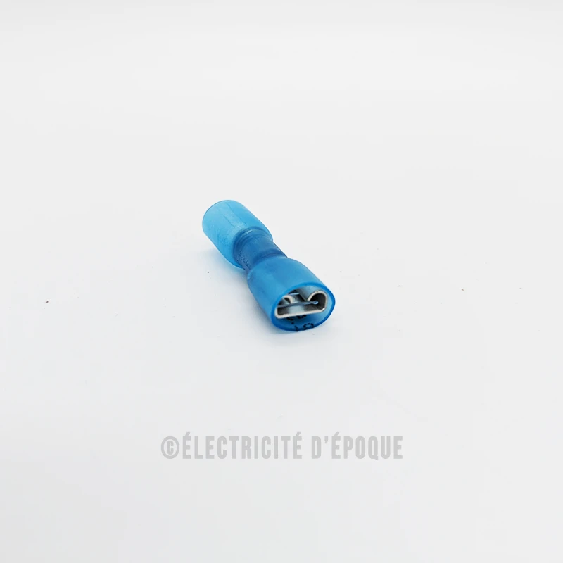 Cosse isolée thermorétractable plate femelle bleu 6,3mm – Image 4