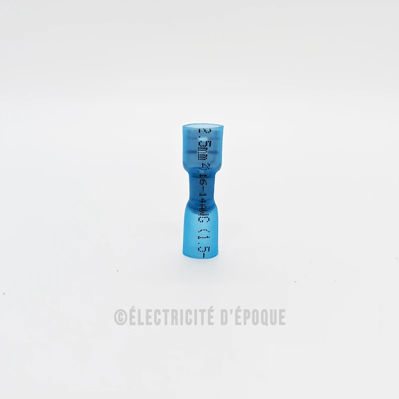 Cosse isolée thermorétractable plate femelle bleu 6,3mm – Image 2