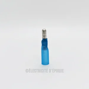 Cosse isolée thermorétractable ronde mâle bleu 4mm